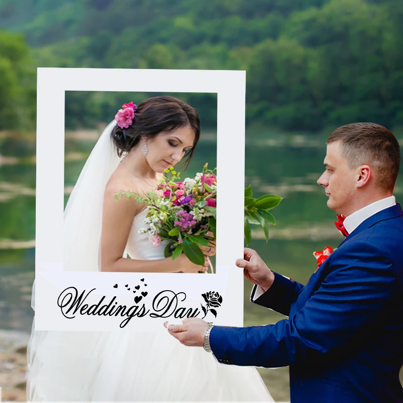 

68cm * 48cm Wedding Photo Booth Props Weddings Day Photobooth Party Photo Frame Prop Bridal Bachelorette Decoration Supplies
