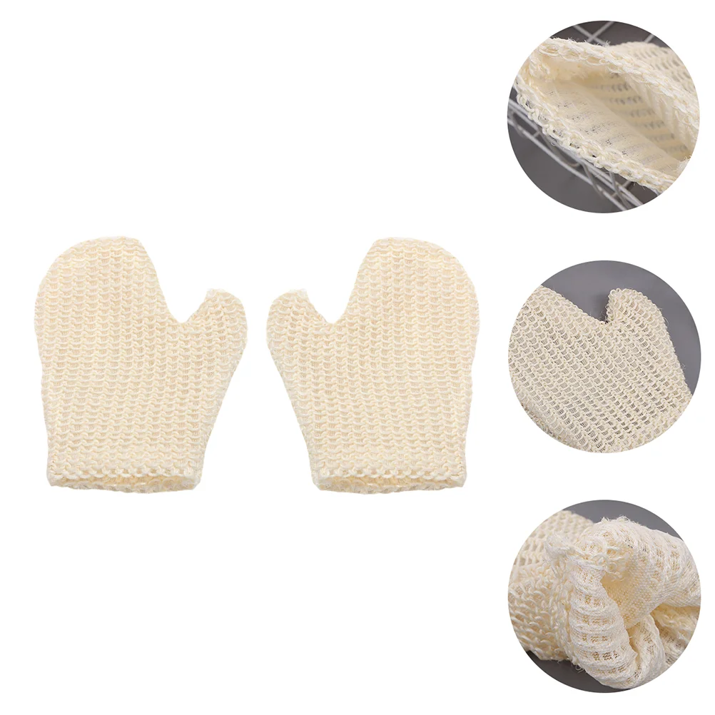 

2 Pcs Scrubber Sisal Bath Gloves Mitts Exfoliating Bath Wipes Body Washing Scrubbers Shower White Miss