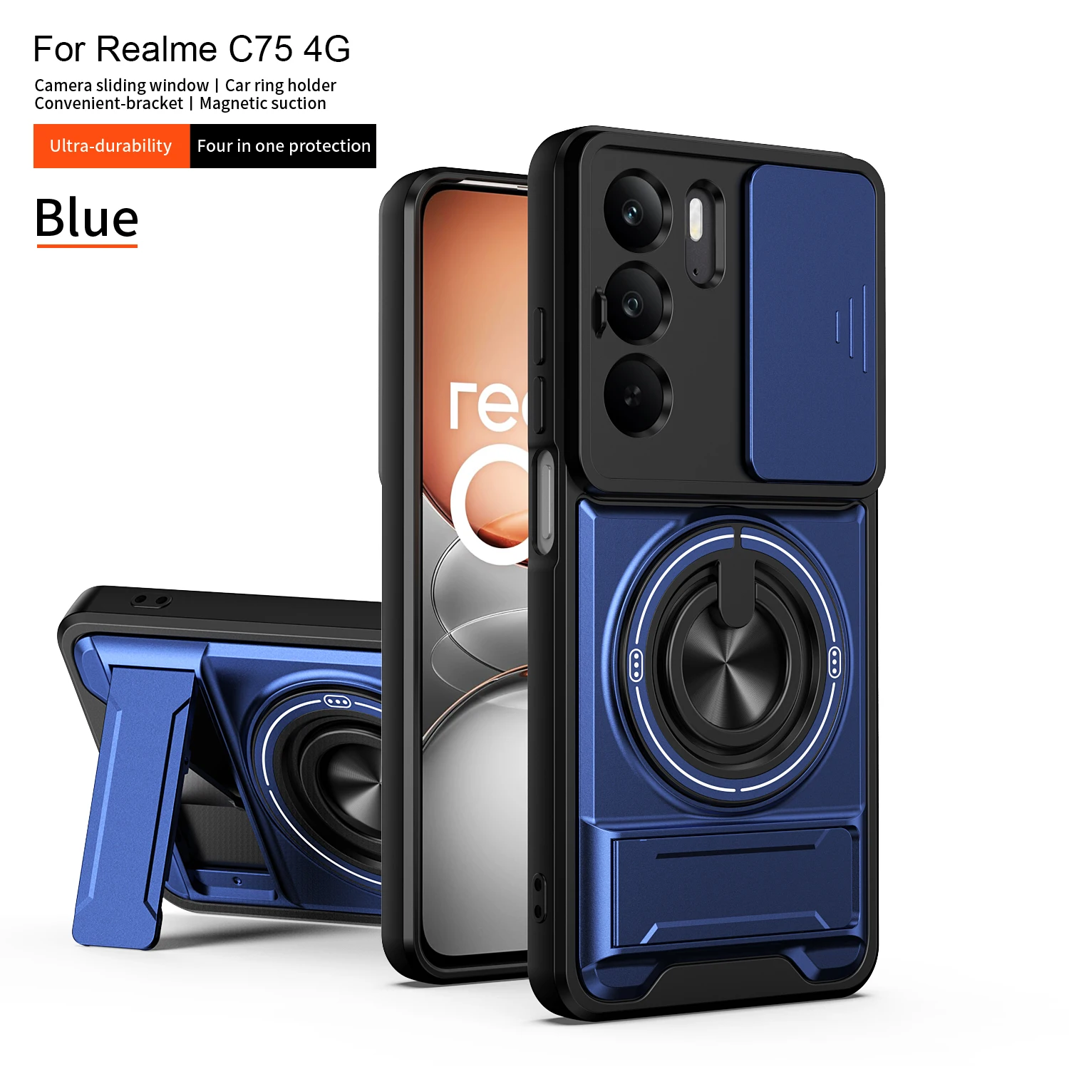 Magnetic Holder Military Armor Camera Phone Case Cover