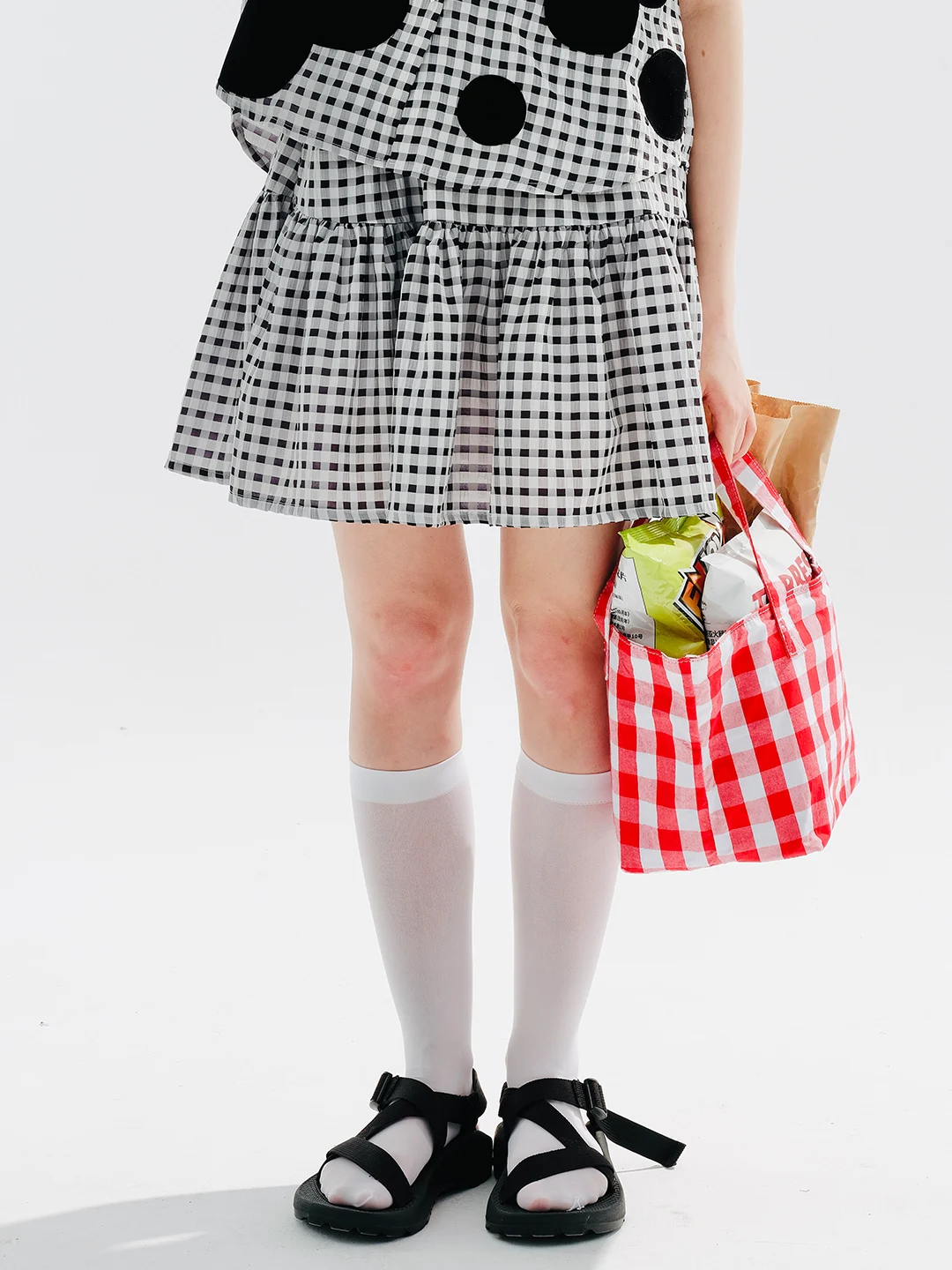 imakokoni original summer plaid A-line short skirt design sense half skirt all-matching women's skirt 234112
