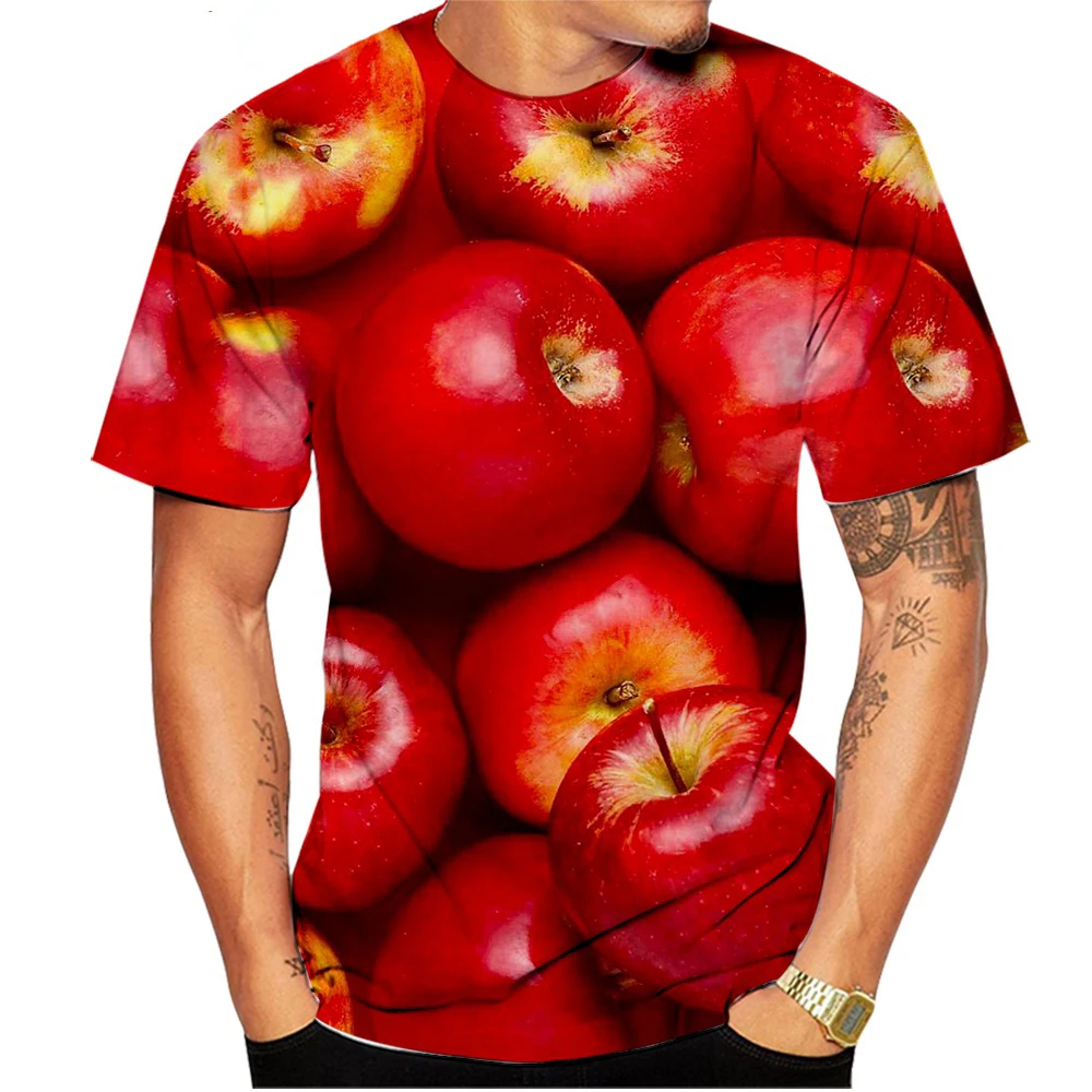 Summer Casual Unisex Apple Print T Shirt