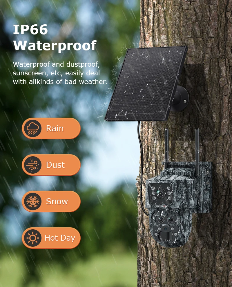 12MP 4G LTE Solar Camera 15X Zoom Wireless Outdoor Security Trail Cameras Dual P