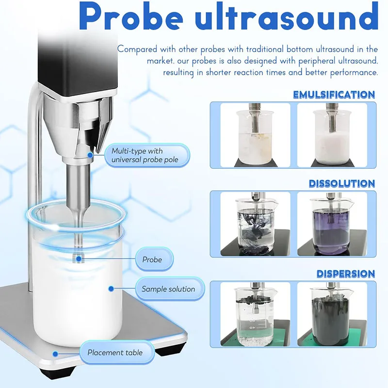 30KHz Lab Ultrasonic Emulsifier Processor Extractor Titanium Alloy Rod Sonicator Vibration Bar Sonic Homogenizer Mixer Disruptor