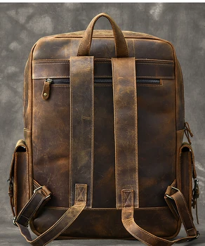 Vintage Crazy Horse Genuine Leather Backpack Men Backpack 17" Laptop Travel Rucksack Large Bag 3 Vintage Crazy Horse Genuine Leather Backpack Men Backpack 17" Laptop Travel Rucksack Large Bag