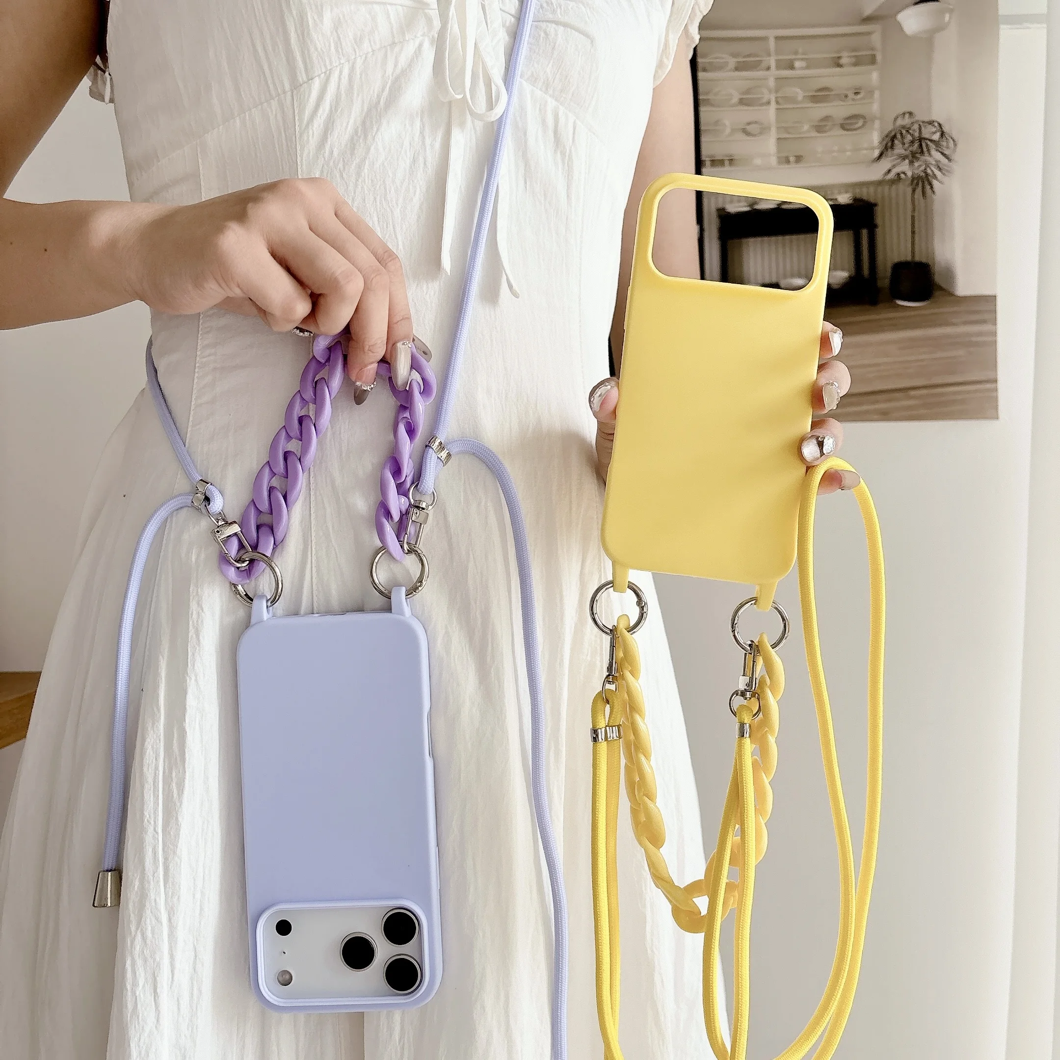 Lanyard Case with Adjustable Cord Strap - Soft Silicone Phone Cover