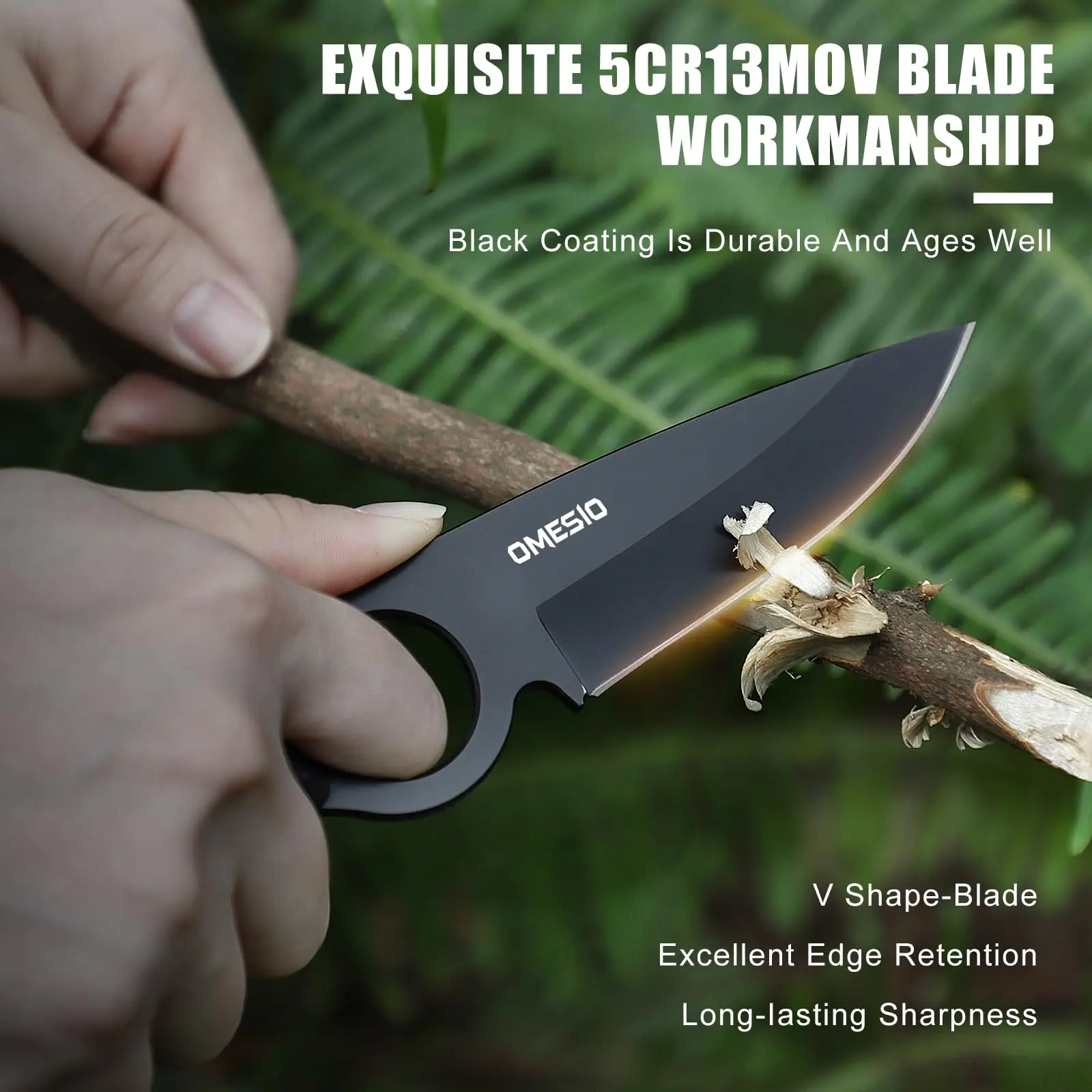 OMESIO Fixed Blade Tactical Knife with Kydex Sheath 2