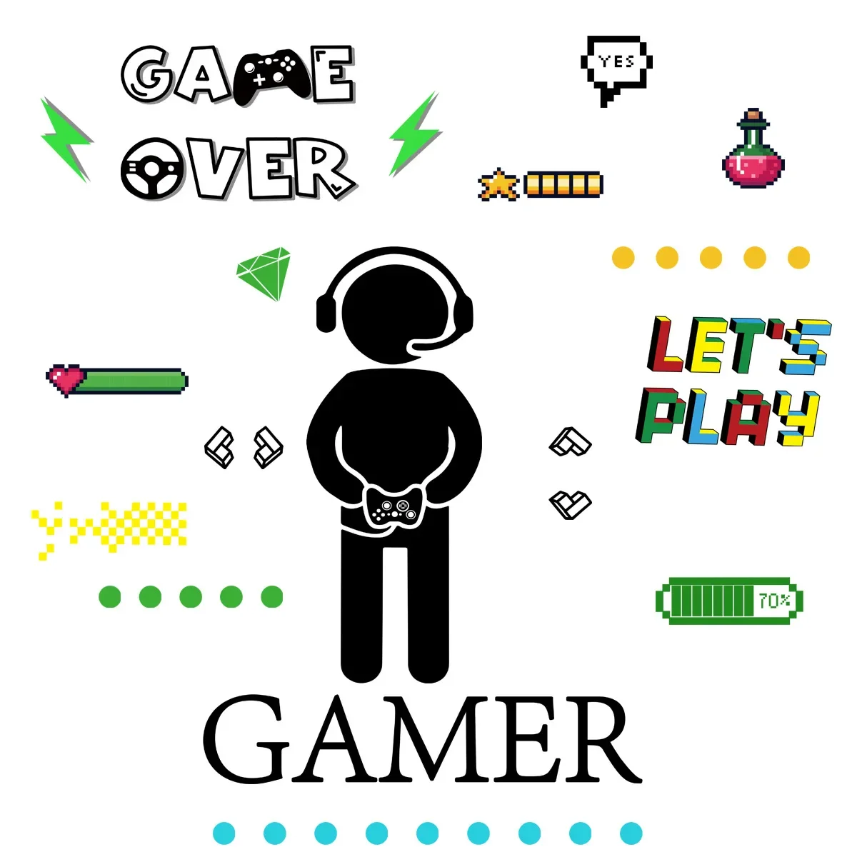 Description Picture 3 of itemCosmic Starry Sky Game Handle Gaming Zone Video Game Decor Luminous Creative Decorative Glow in The Dark Wall Sticker for Living