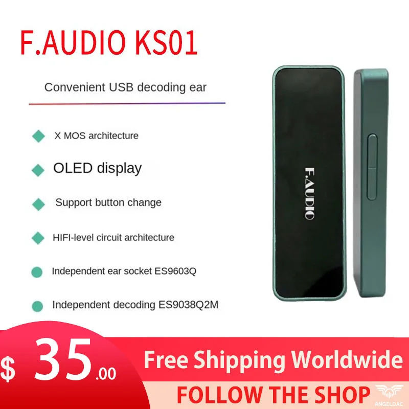 

F.AUDIO KS01 ES9038Q2M＋XMOS Portable Usb Decoding Headphone Amplifier ES9063Q with OLED Screen Display 32Bit/768khz DSD512