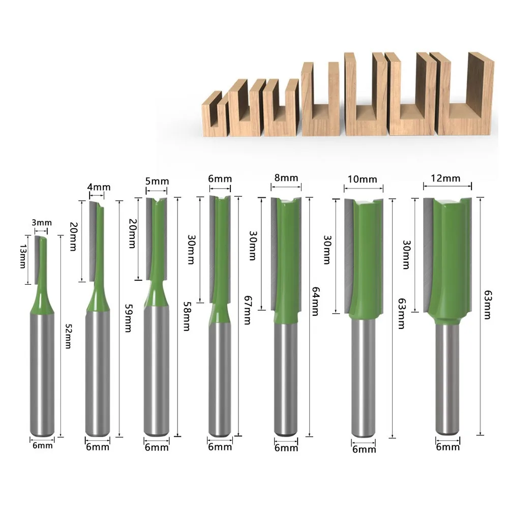 6mm Shank Router Bit Single Edge Double Edge Straight Knife Trimmer Head Milling Cutter For Wood Carving woodworking tools wood router plunge router