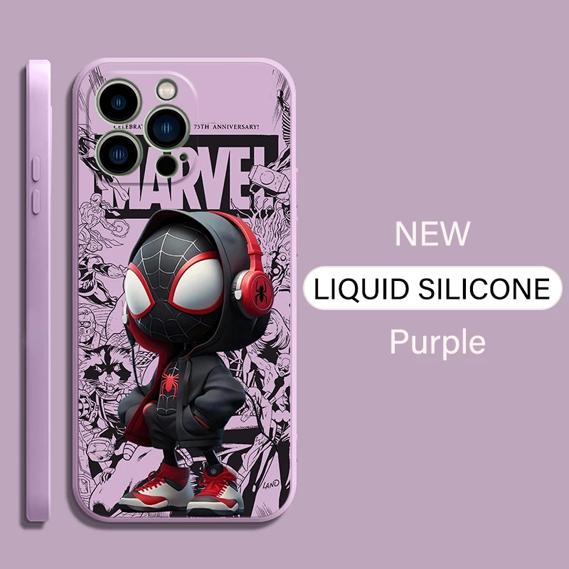thumbnail image 1 of Marvel Spiderman Comics para iPhone 15 14 13 12 11 Pro Max 13 12 Mini 6 6S 7 8 Plus funda de teléfono cubierta de silicona líquida suave, 1 of 5