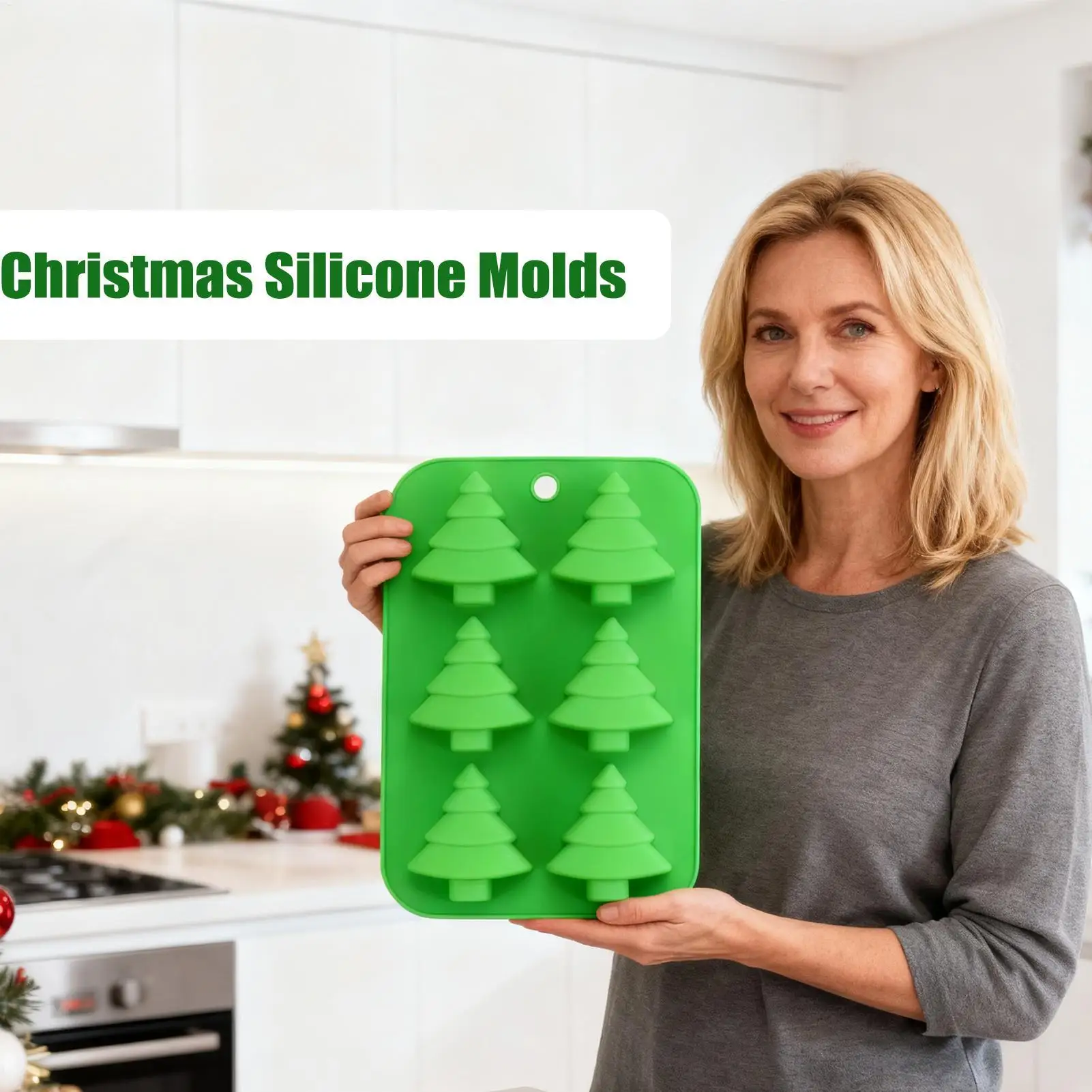 Holiday Silicone Molds Non-stick Moulds Tray Silicone Molds Christmas Shapes For Cake Soap Candy Ice Cookie Food Crafts Fondant