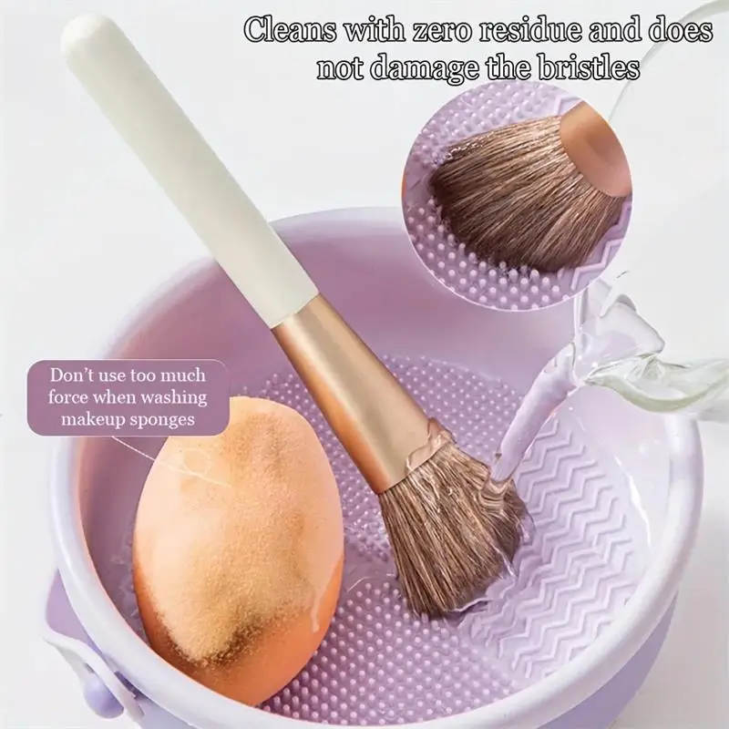Silicone Makeup Brush Cleaner Mat with Drying Holder