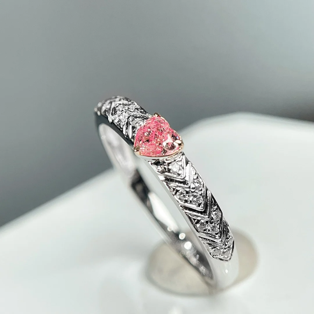 女性のための天然ピンクのダイヤモンドの婚約指輪、女性の結婚式、0.200ct、18kゴールド、cn2023