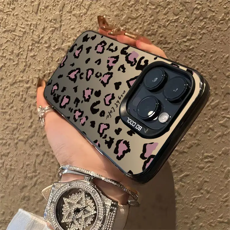 Chic Brown Leopard Print Y2K Matte Shockproof Phone Case