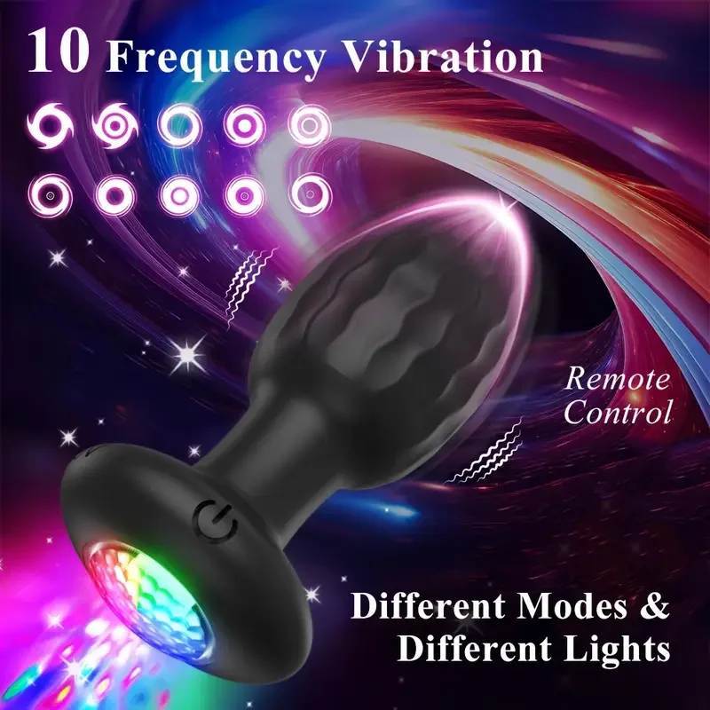 Wireless APP Controlled Anal Plug Vibrator Butt Plug Vibrator with LED Light Male Prostate Massager Sex Toys for Women Men Adult 1