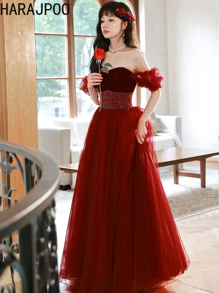 

Harajpoo Bride Luxurious Spring Autumn Engagement Women Evening Dress Toasting Attire Banquet Dresses Weekdays Vestidos