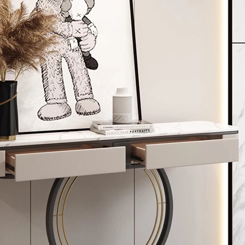 Tavoli Console dal Design Semplice, Tavolo Console Moderno di Lusso per Ingresso, Tavolo con Spazio di Archiviazione per Soggiorno - immagine 5