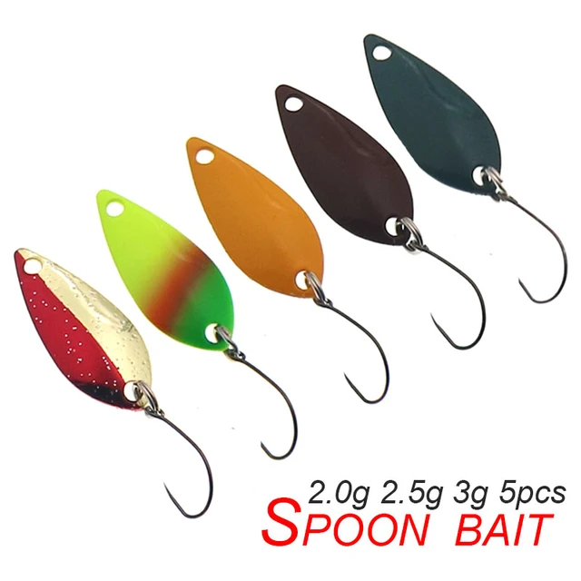 5pcs/lot Fishing Spoons Metal Trout Lures kit 5pcs 2g 2.5g 3g