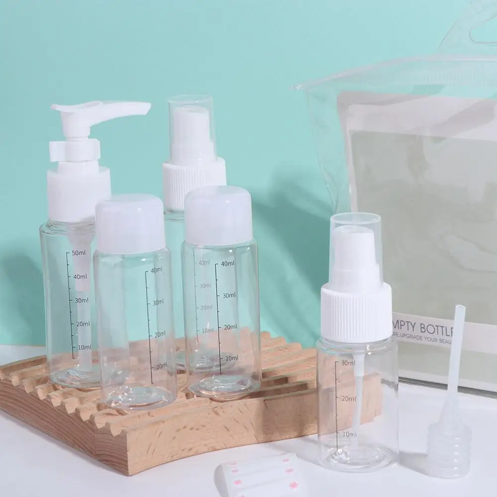 7Pcs with Storage Bag Refillable Bottle Set Face Cream Sub-Bottle Makeup Bottles Kit Shower Gel with Scale Cosmetic Container