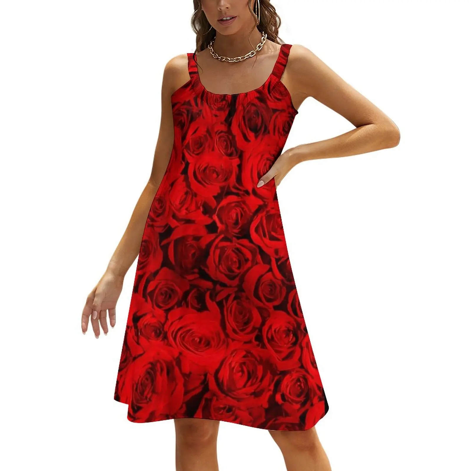 

Flower Breed Red Rose Beach Sling Skirt dresses for prom dress party night womens dress