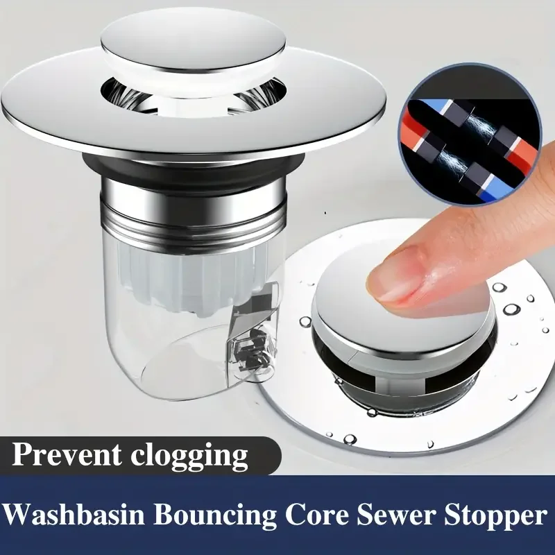 1PC Washing Basin Drain Filter Water Leakage Plug Bathroom Bounce Core Press Type Flip Cover Accessories Universal