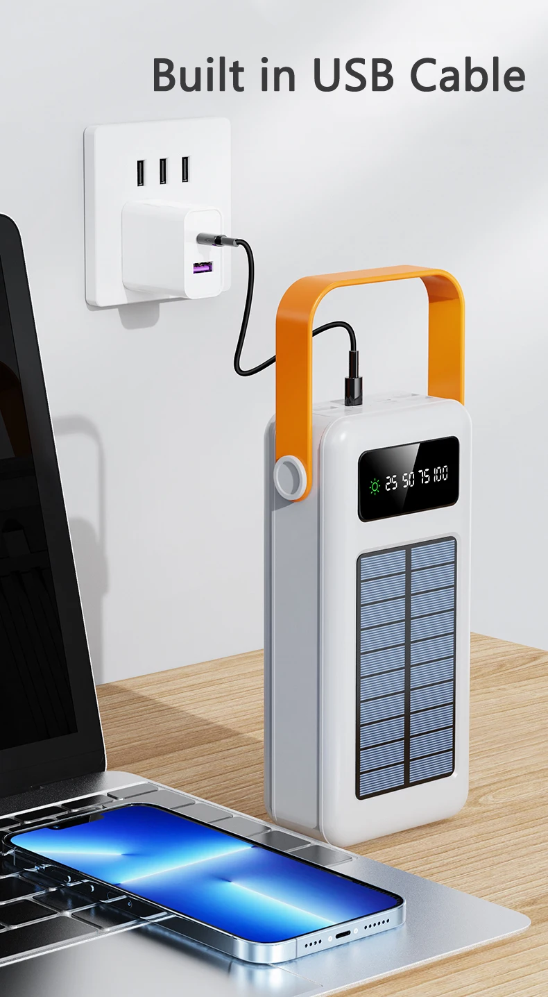 Solar Powerbank Mit Integrierten Kabeln Und Schnellladefunktion_voghion.com