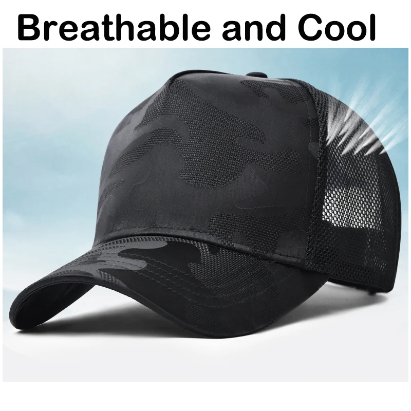 Quick Drying Camouflage Baseball Caps Big bead Mesh Dad Hat Men Plus Size 65cm Adjustable Snapback Caps baseball caps baseball cap