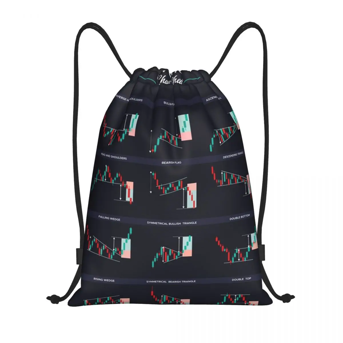 

Trading Chart Patterns Drawstring Backpack Women Men Gym Sport Sackpack Portable Stock Trading Forex Shopping Bag Sack