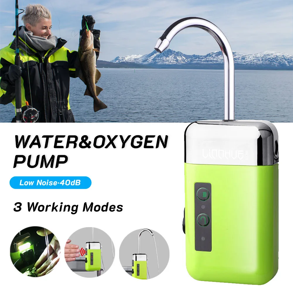 

2 in 1 Portable Smart Fishing Oxygen Water Pump Rechargeable Outdoor Camping Indoor Induction LED Lighting Oxygenation Air Pump