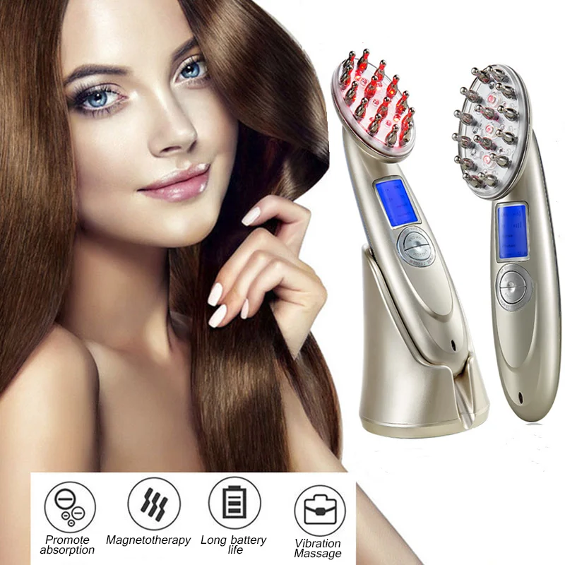 Electric Anti Hair Loss Vibration RF Laser Comb Infrared Massage Stimulation Promote Growth Care Brush Head Massager |