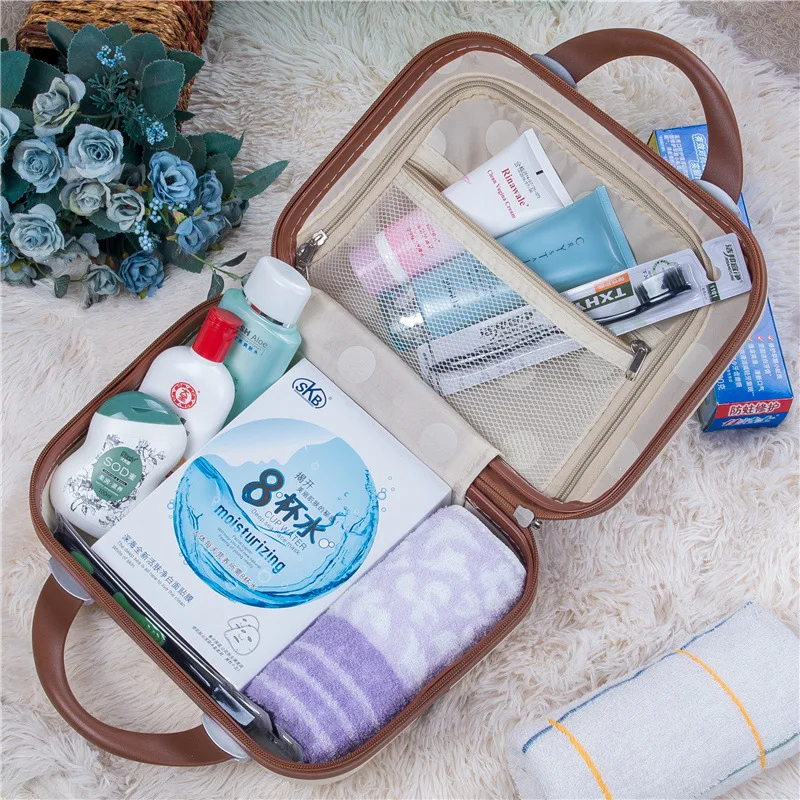 14 Inch Simple Cosmetic Case Women Small Travel Bag Storage Suitcase for Female Portable Light Boarding Luggage Organizer Case