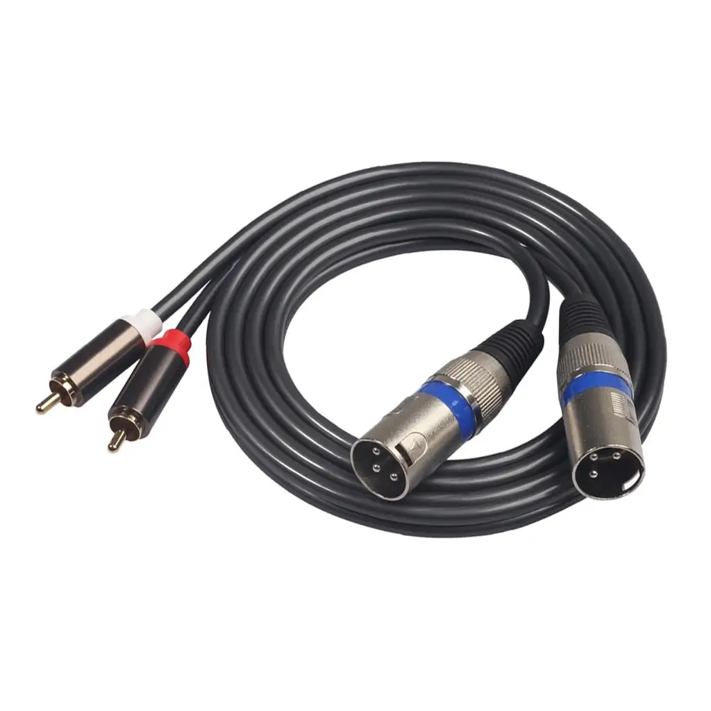 2 RCA Male to 2 XLR Male 3 Pin Cable Plug Double Cable for RCA Audio audio cable