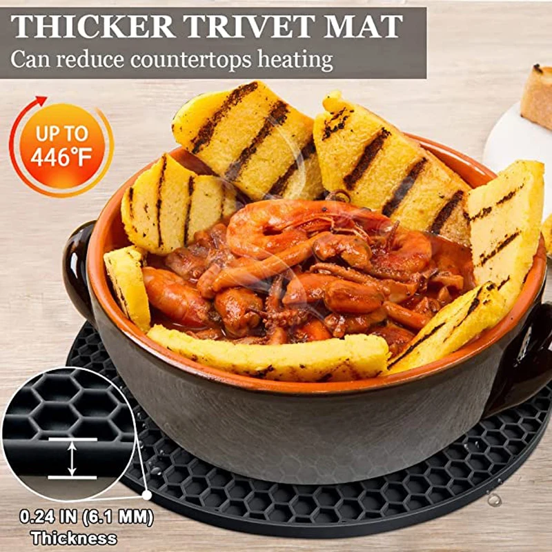 Extra Large, Extra Thick Silicone Trivet Mat Set For Hot Dishes