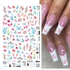 Luxury Nail Design Colorful Butterfly Nail Sticker 3D Fruit Floral Nail Art Slider Geometric Nail Art Accessories Sticker 4