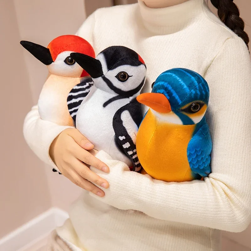 Lovely Simulation Woodpecker Plush Toy Cute Colorful Little Bird Doll Stuffed Soft Animal Funny Birthday Gift for Kids