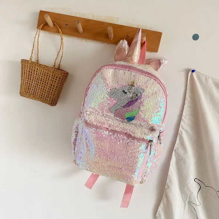 2022 New Cartoon Unicorn Parent-child Backpacks for Travel Girl Sequined Fashion School Bags Children Large Capacity Sac Licorne