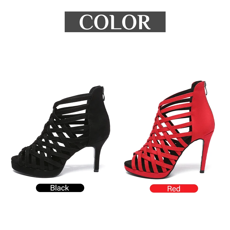DKZSYIM Latin Dance Boots Women Ballroom Dance Shoes Ladies Girls Jazz Tango Shoes Add Platform High Heels 5-11CM