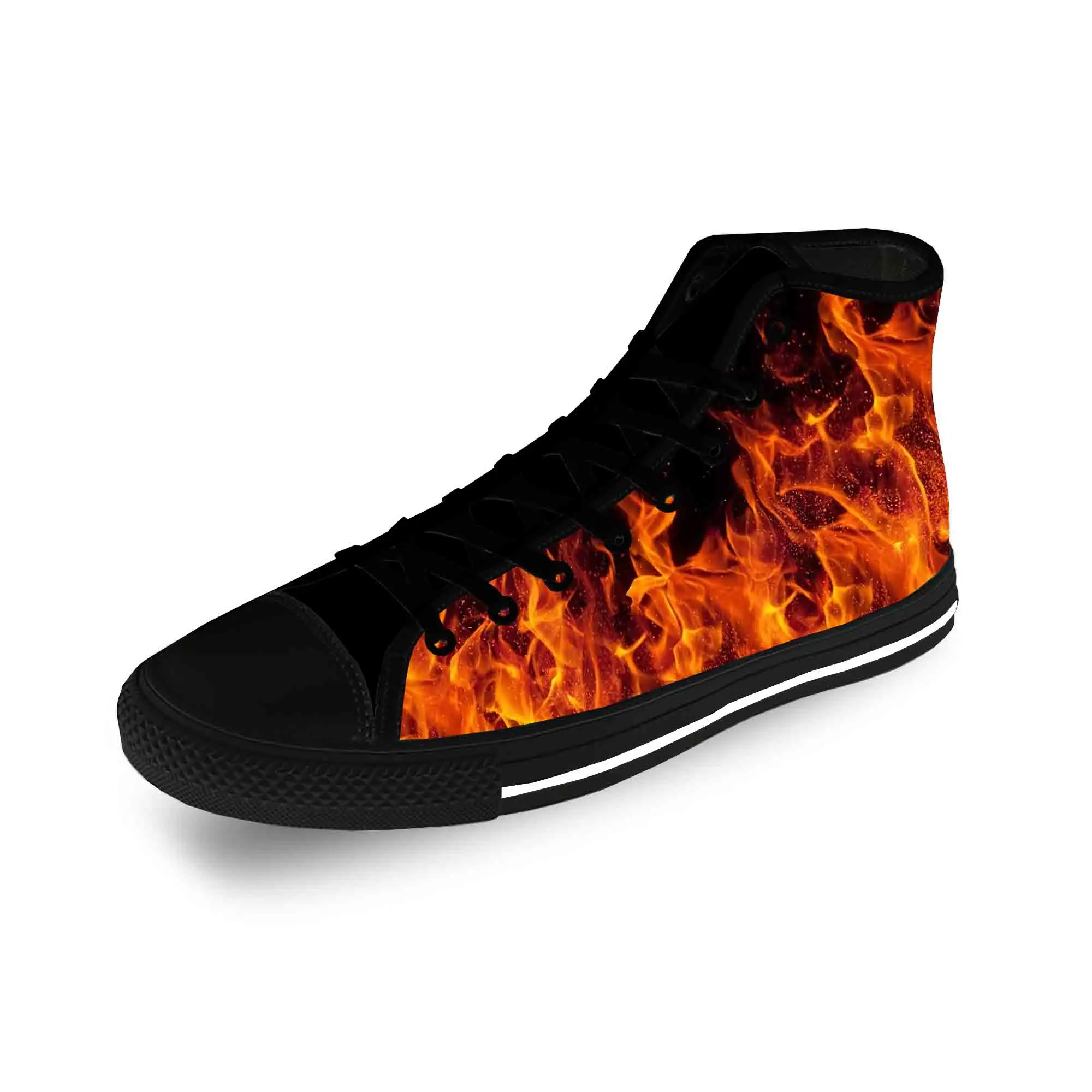

Текстильные кроссовки для мужчин и женщин, легкая ткань, Забавный 3D принт, высокие, дышащие, повседневная обувь для подростков, красочное пламя