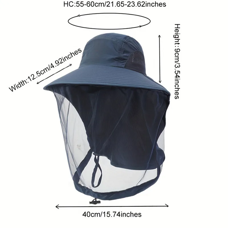 Description Picture 2 of itemFashion Unisex Foldable Mosquito Hat With Hidden Net Mesh Repellent Insect Bee Protection Casual Outdoor Sunscreen Fishing Cap
