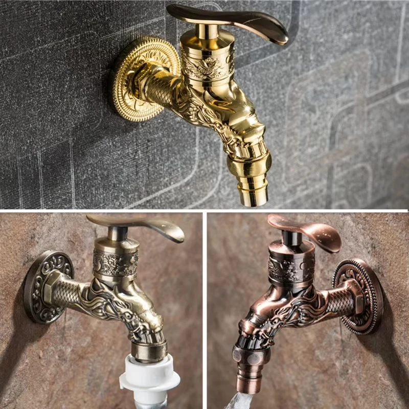 Antique European Style Wall-mounted Washing Machine Faucet Single Cold Water Valve Taps Mop Pool Faucet Accessories