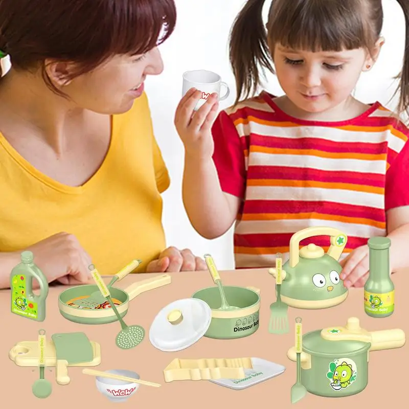 Play Kitchen Accessories Cartoon Dinosaur Cooking Play Accessories Playset  Pots Pans Utensils Cookware Kitchen Fake Play Food - AliExpress