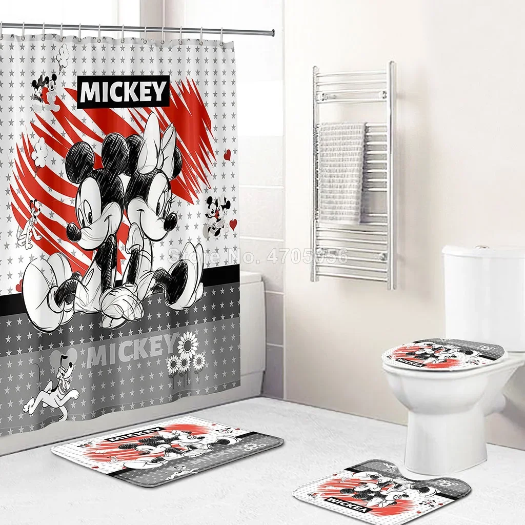 MickeyMinnieMouseShowerCurtainPolyesterClothBathroomCurtainSet