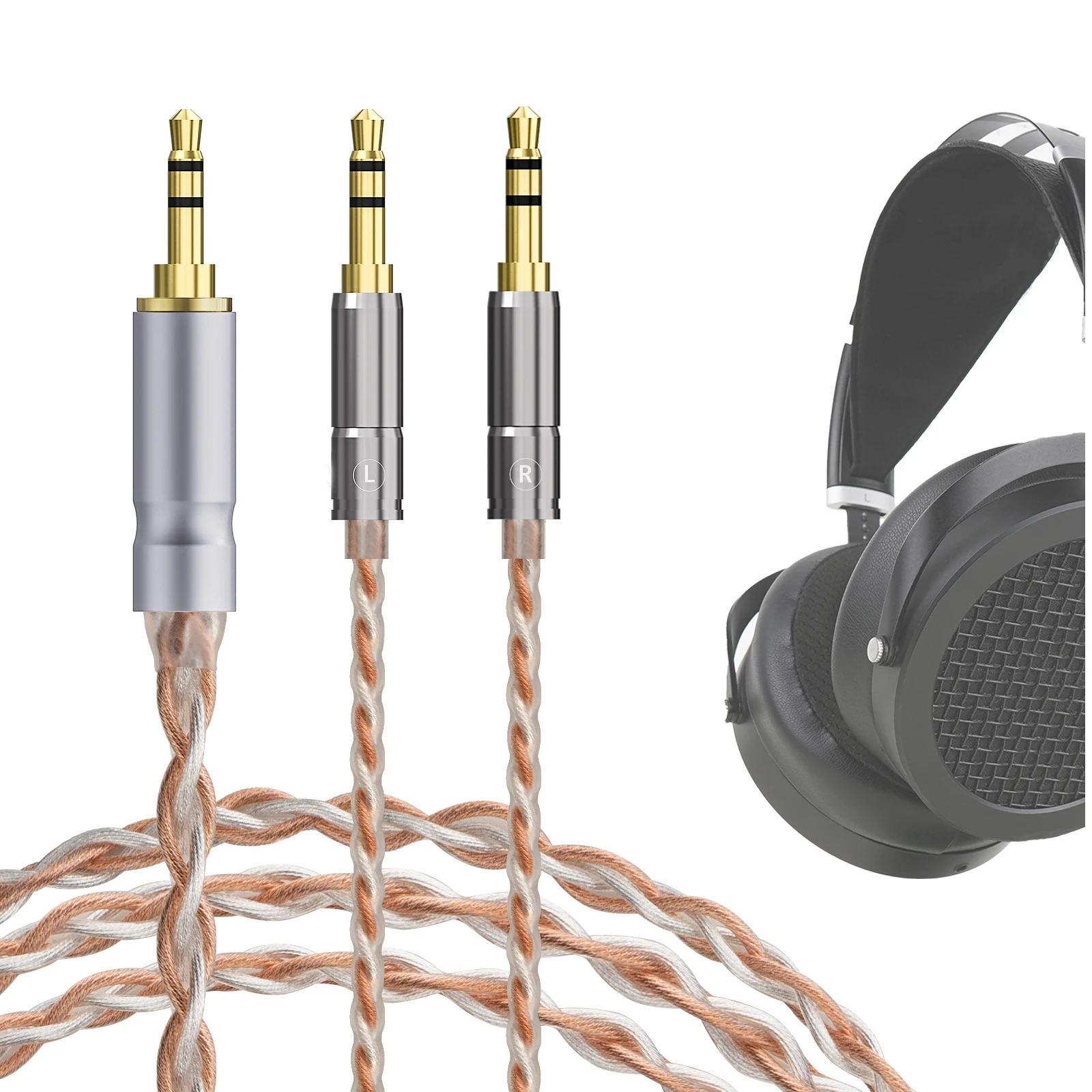 

Geekria Apollo Copper Silver Braid Upgrade Audio Cable Compatible with HIFIMAN SUNDARA Ananda Arya HE4XX HE-400i HE400SE