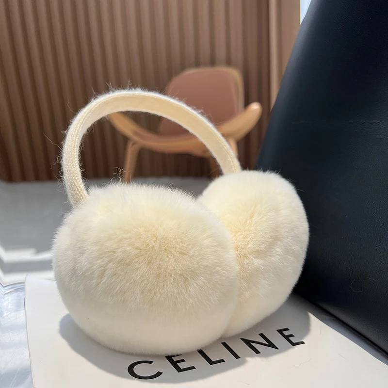 Headphones Genuine Rabbit Fur Earmuff Headbands Winter Accessories for Women Ear Cover warm earmuffs,fur earmuffs