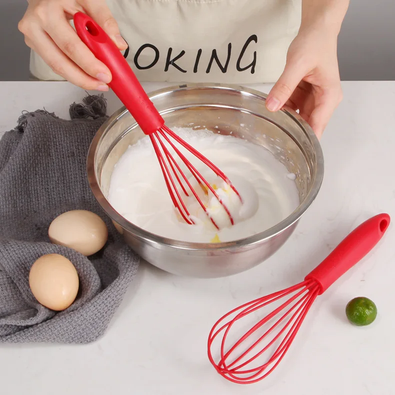 Silicone Balloon Whisk, Perfect for Non-Stick Cookware, Milk and Egg Beater  Blender, Heat Resistant Kitchen Whisks - red 