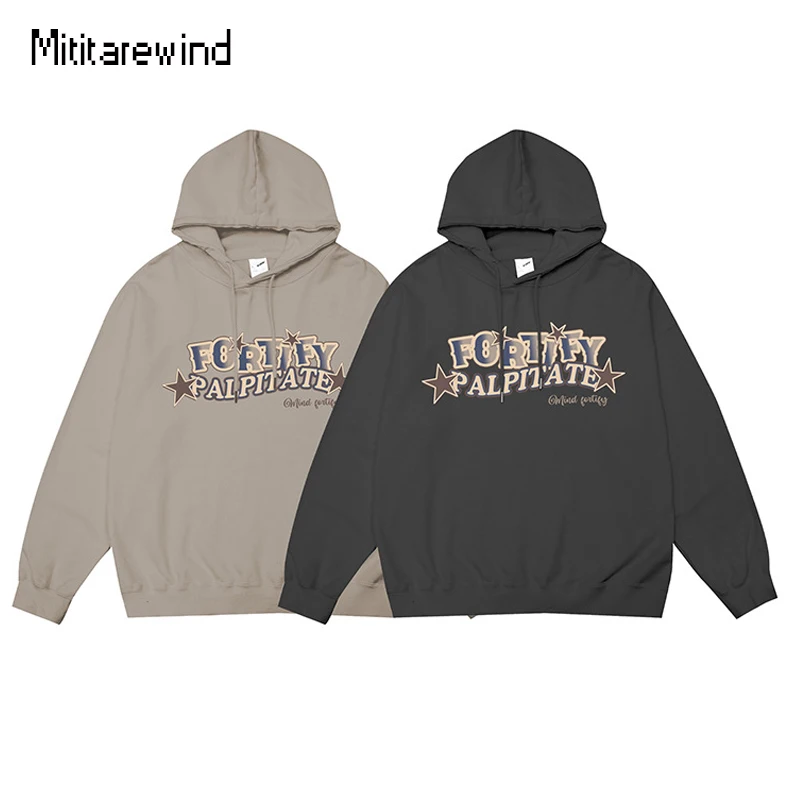 

Unisex Oversized Pullover Hoodies Casual Loose Letter Printed American Retro Hoodie Men Hip Hop Streetwear Couple Hoodies Top