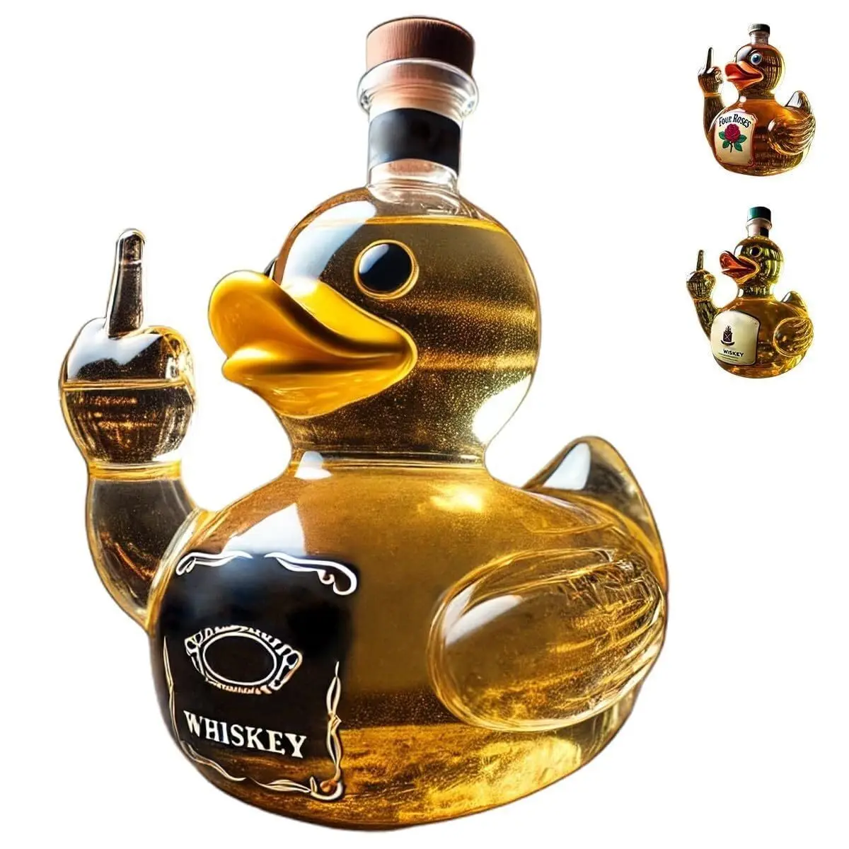 Funny Middle Finger Duck Bottle 10Oz Glass Duck Whiskey Decanter Prank Wine Bottle Hilarious Statue Decor For Bar Office Home