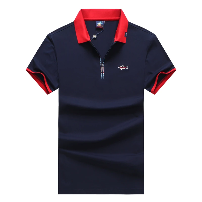 TACE&SHARK Solid Color Embroidery Polo Shirt Summer Fashion Men Business Shark Polos Tops Mens Casual Dark Blue White Clothing 11 S0da0b8e576c2414a987915870d6da655g