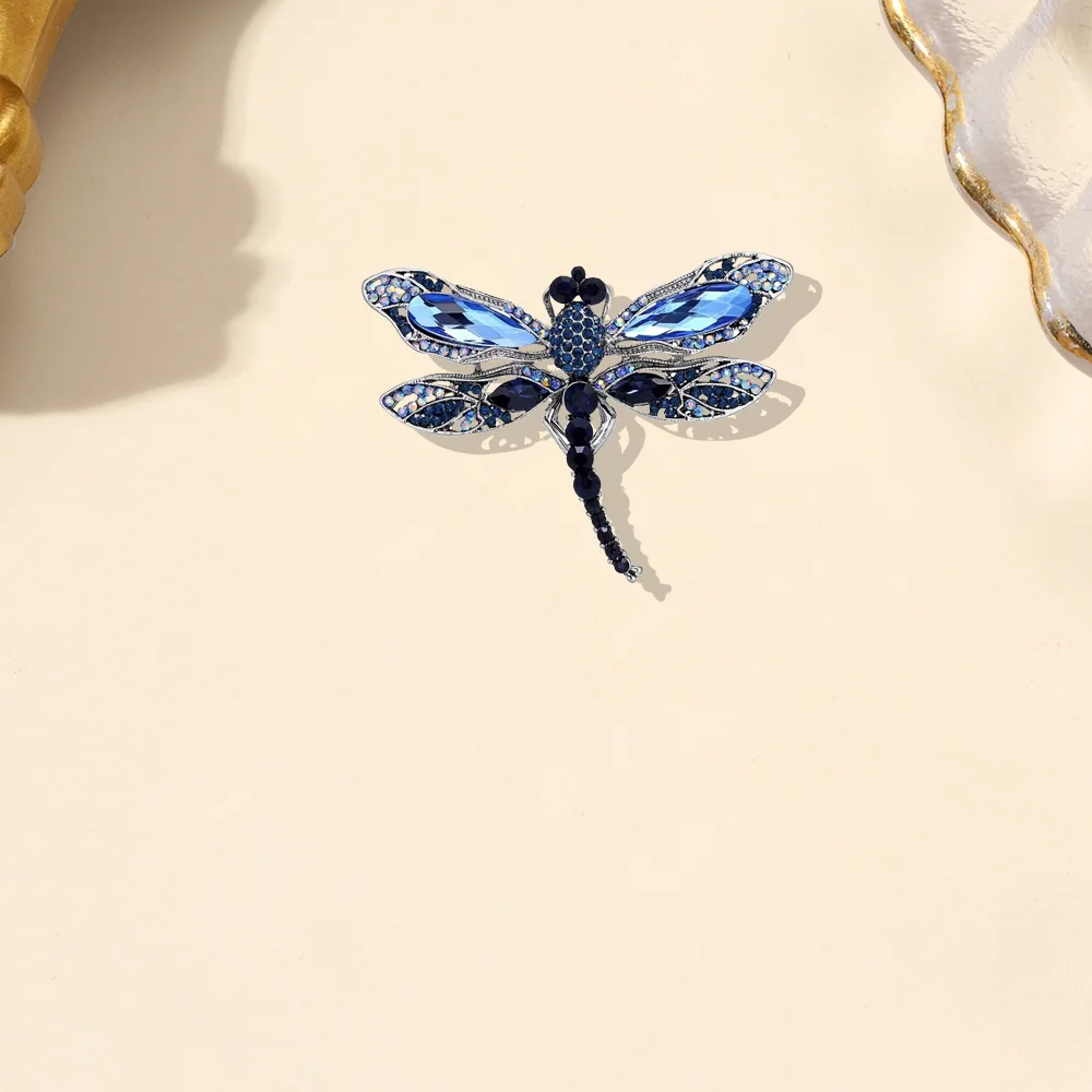 Diamond Dragonfly Brooch Universal Insect Alloy Corsage Pin for Clothes Backpack Scarf