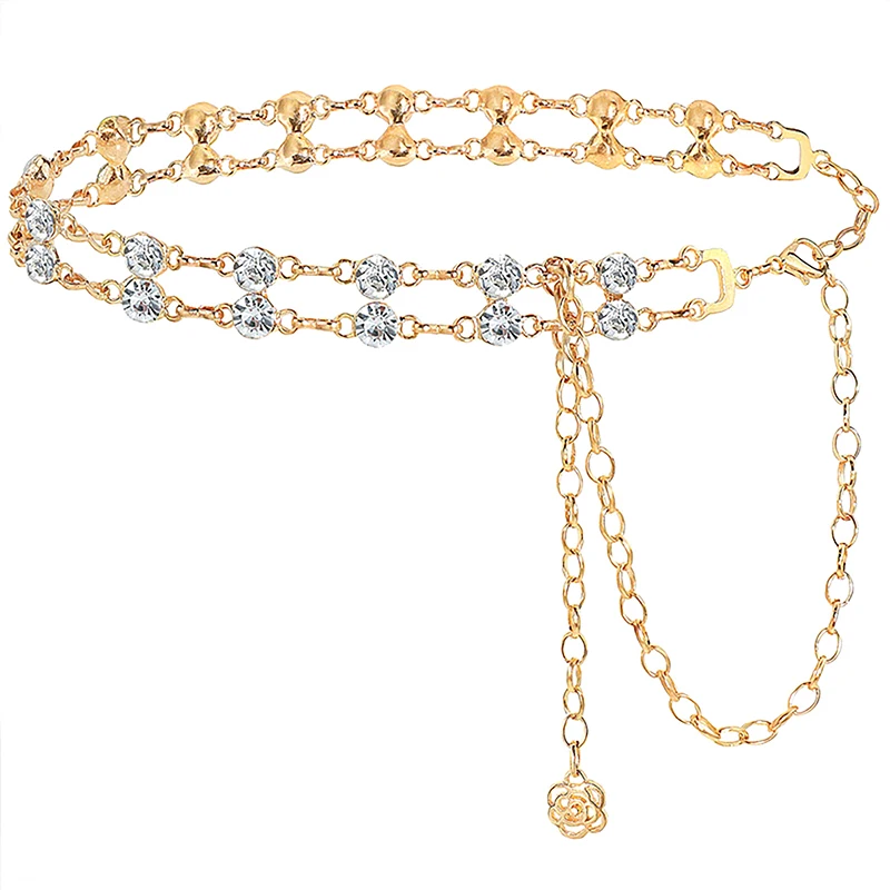 Creative Metal Chain Belt Fashion Versatile Alloy Rhinestone Waist Chain Ladies Luxury Double Layers Crystal Diamond Body Chain - Image 3